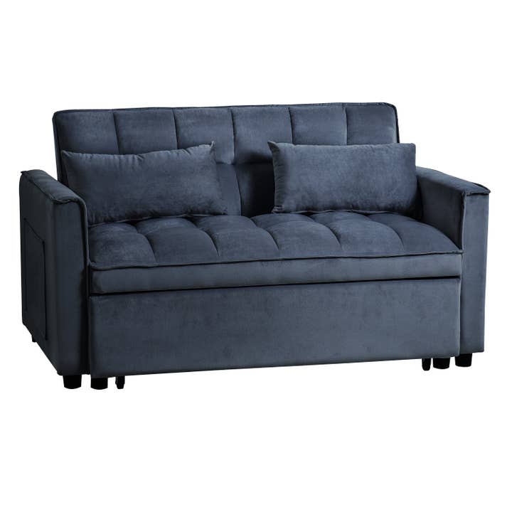 39F Inc. - Wholesale Sofa - 3-in-1 Convertible Sleeper Sofa Bed, Velvet Loveseat-Black11