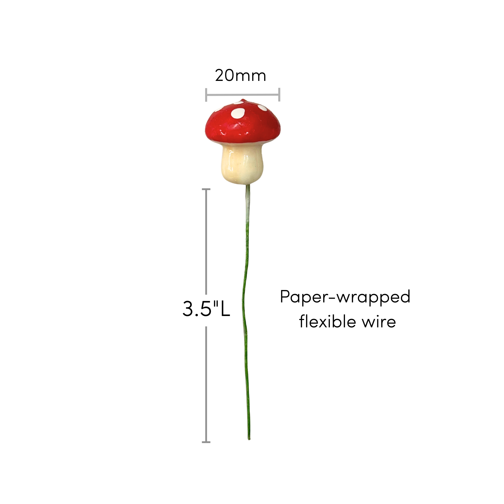 Jacobson - Wholesale Decorative Figurine - 20mm Mini Red Mushrooms on Wire1