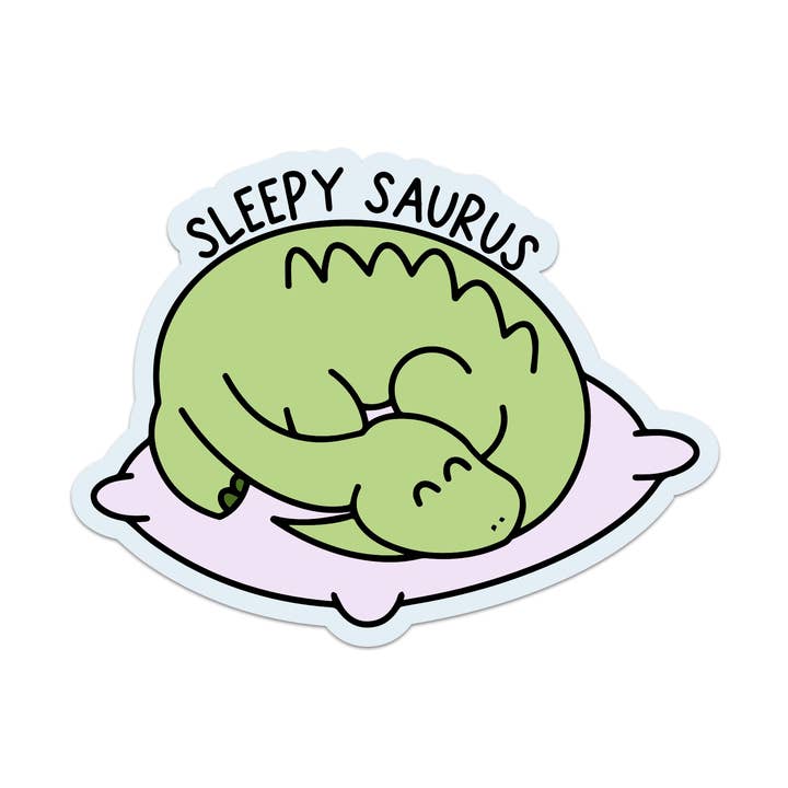 Sleepy Saurus Dinosaur Vinyl Sticker for wholesale by Mouthy Broad