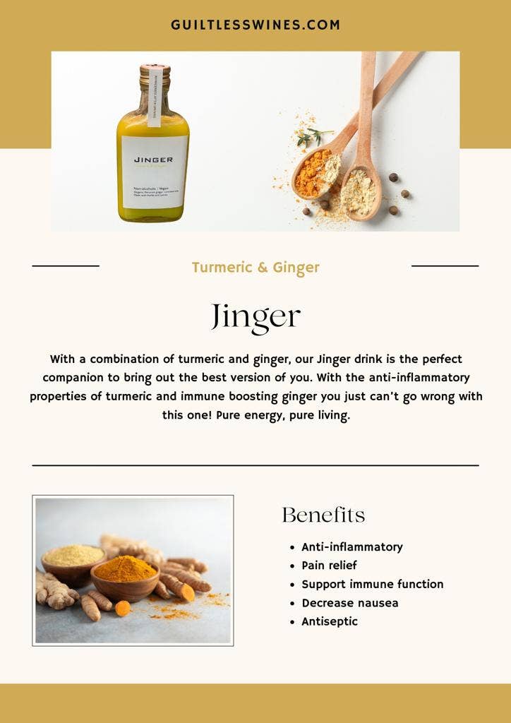 Guiltlesswines Cabernet Sauvignon non alcoholic wine – wholesale Wellness juice/tonic – JINGER &TURMERIC -  Concentrate 200ml2