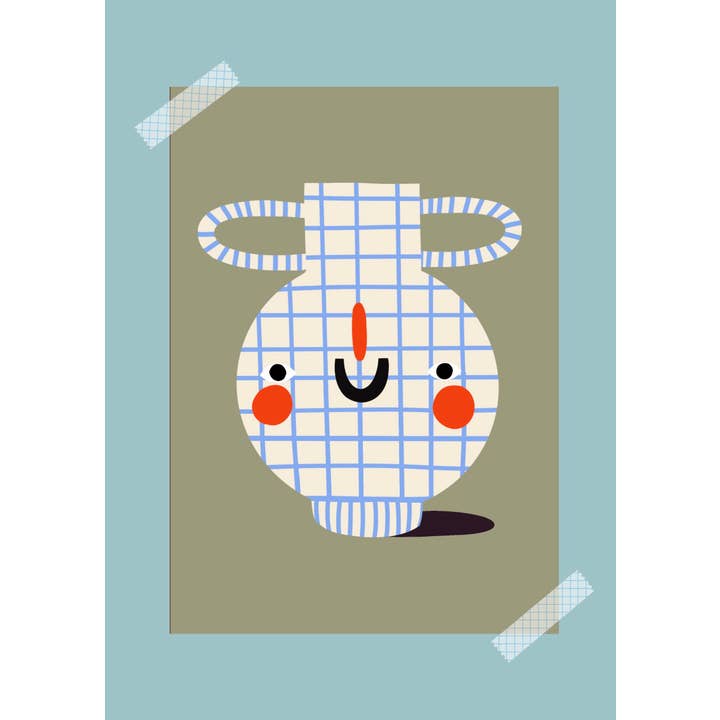 Illustrazione di vaso in ceramica poster A3 / Decorazione per bambini / Divertente per la vendita all'ingrosso da parte di Bloemkolie