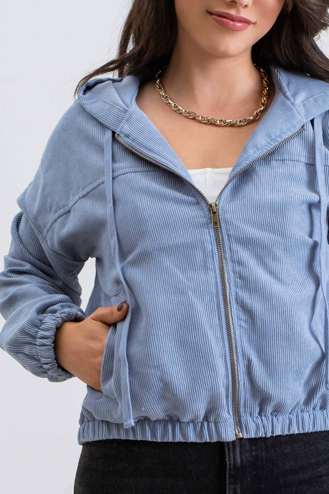 Blu Pepper – Blusão - Mulher por atacado – CASACO DE VELUDO COM ZÍPER3