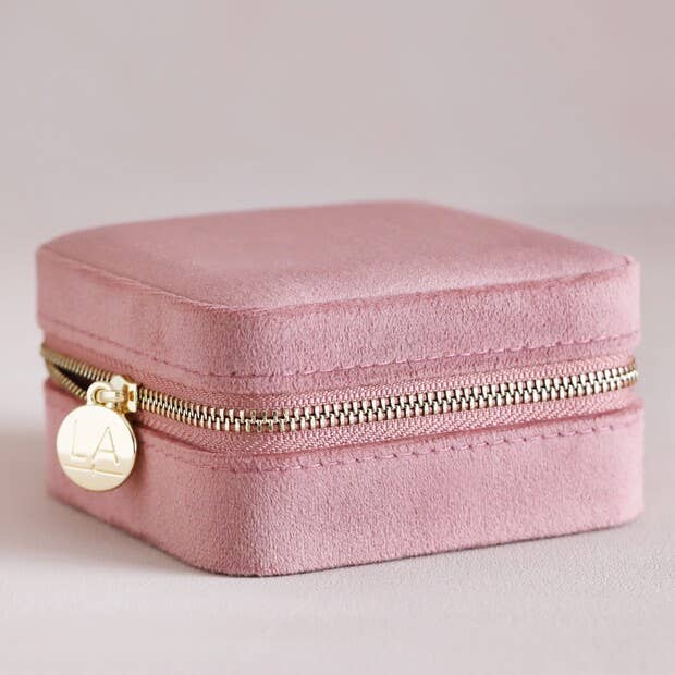 Lisa Angel - Wholesale Jewelry Box/Organizer - Rose Pink Velvet Square Travel Jewellery Case1