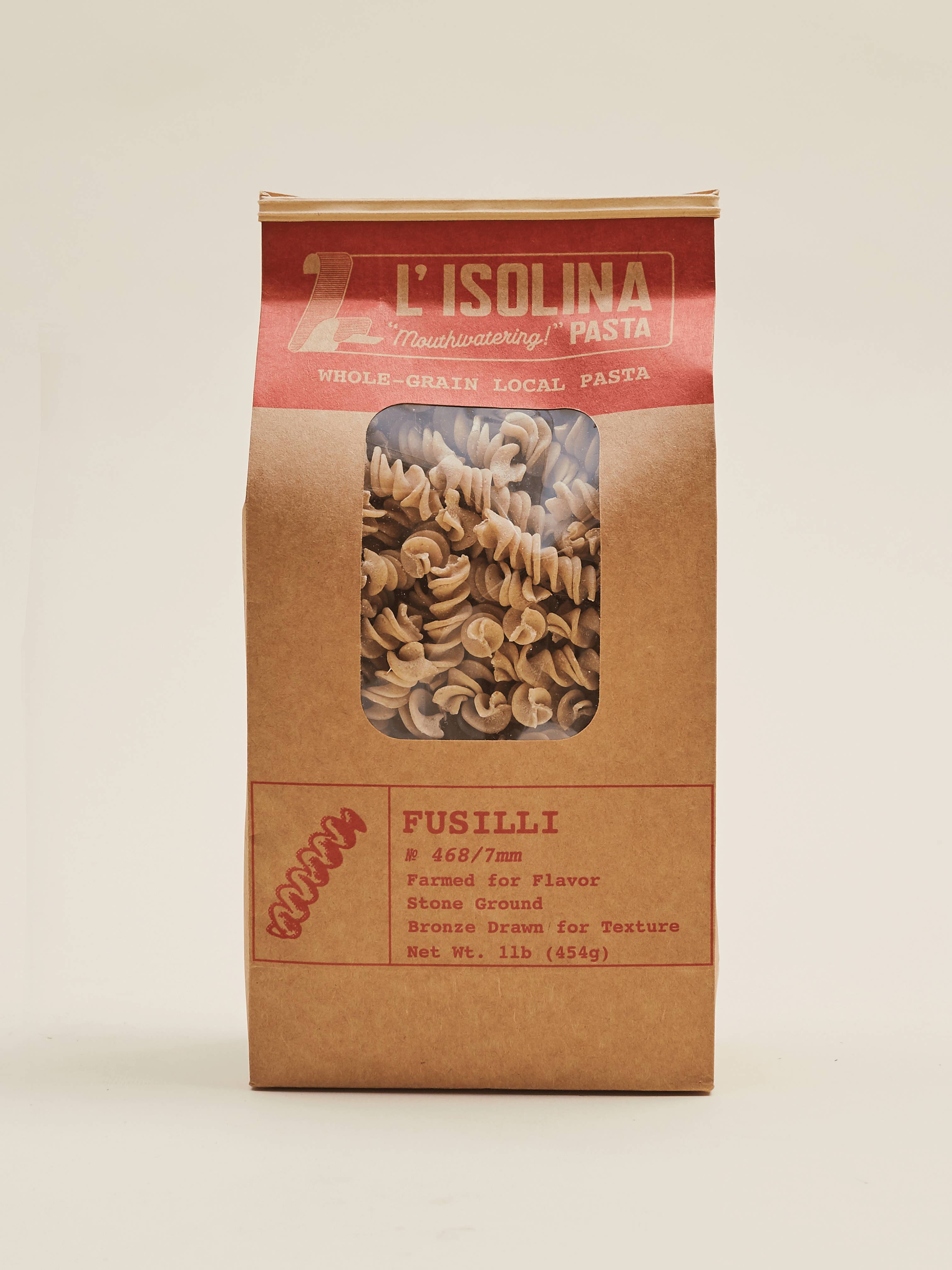 L'Isolina Pasta - Wholesale Pasta - Regenerative Whole-Grain Fusilli - L'Isolina “Farmed for Flavor” Pasta