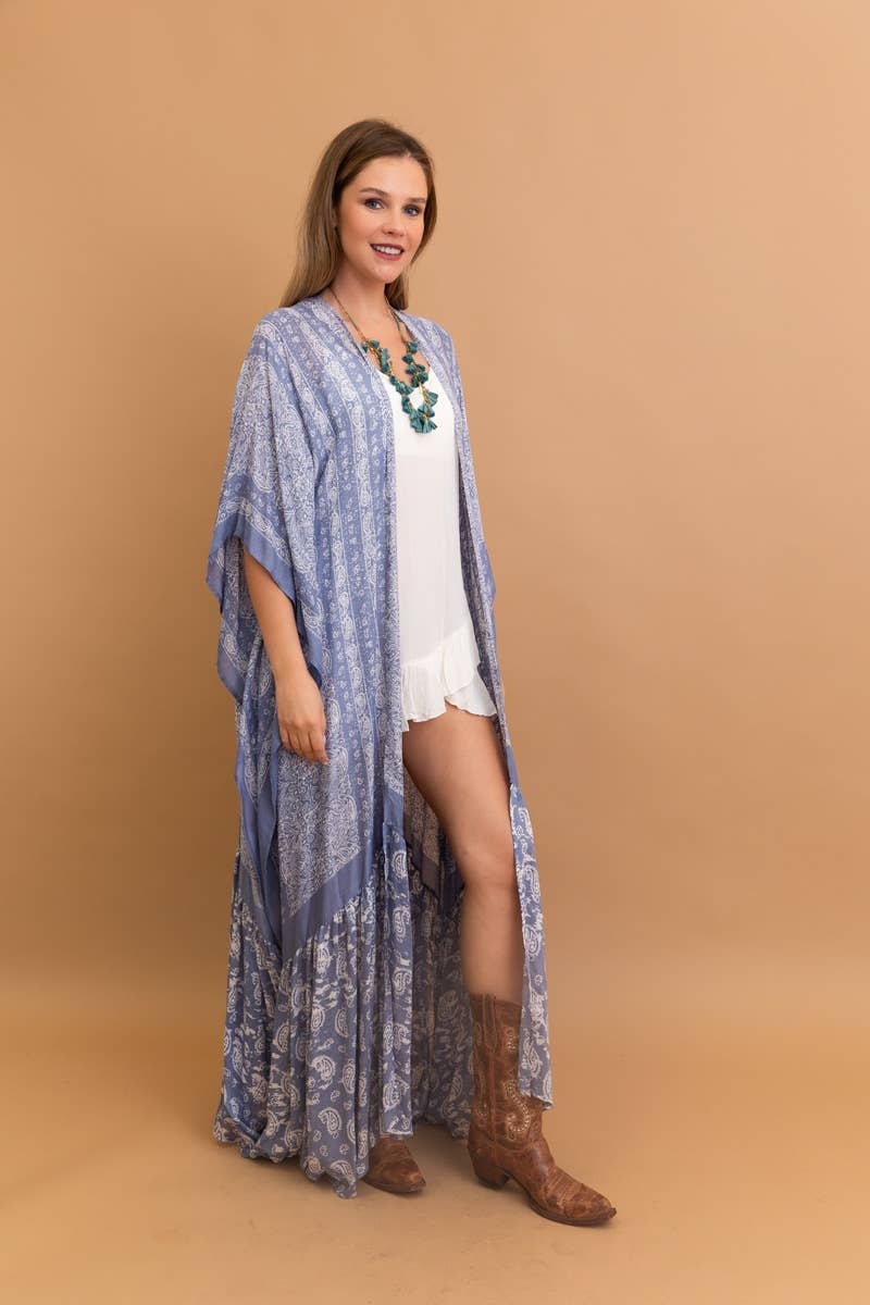 Leto Accessories - Wholesale Kimono - Women's - Free Flow Paisley Longline Kimono - Bestseller 😍0