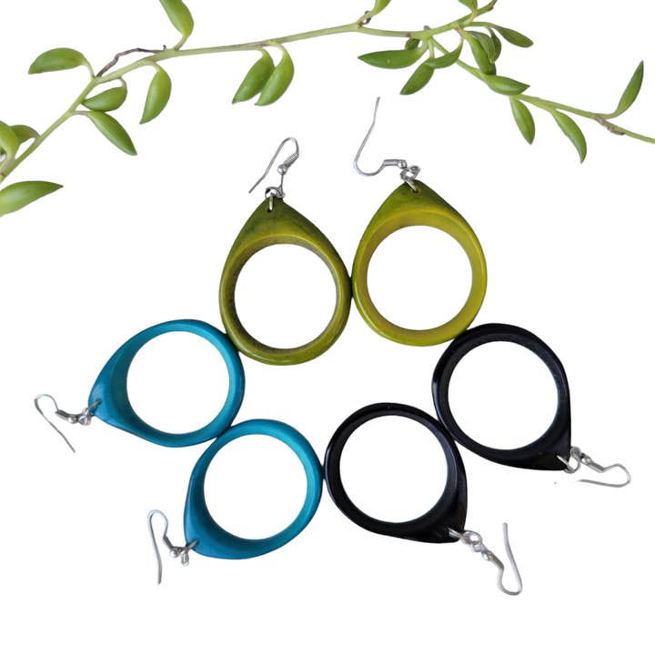 Classic hoops tagua nut earrings everyday earrings for wholesale by Organic jewelry by Allie