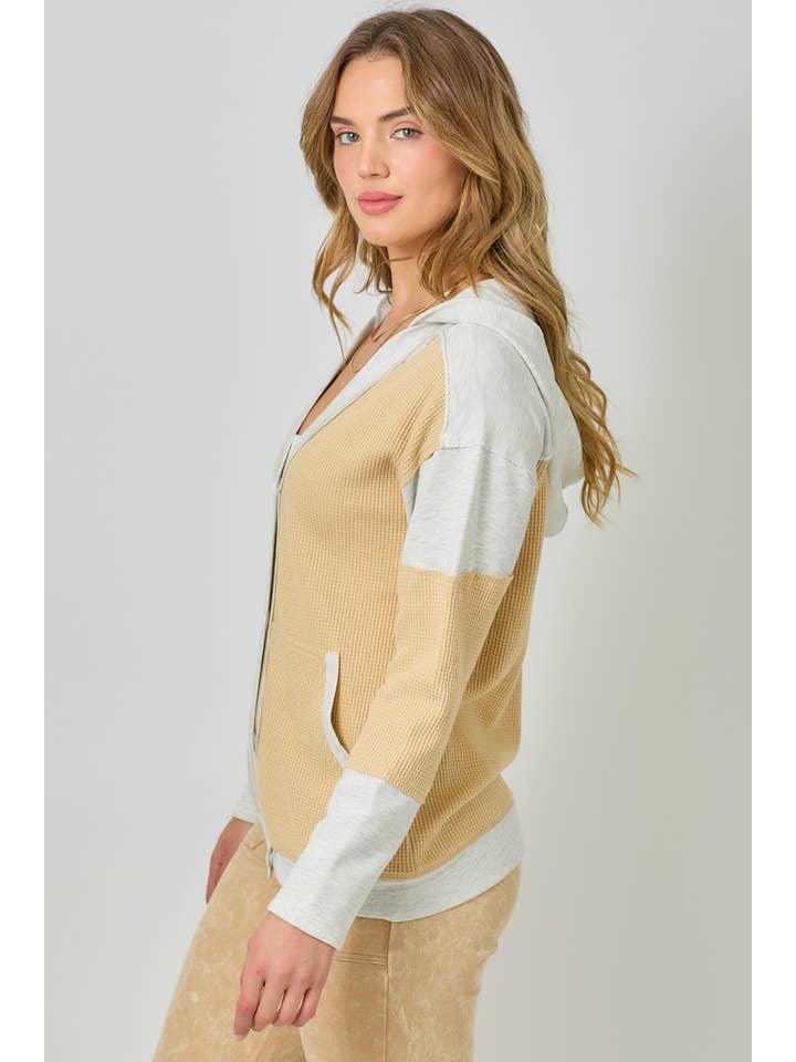 Mystree - Wholesale Cardigan - Women's - 60553 Color Block Hoodie Cardigan25