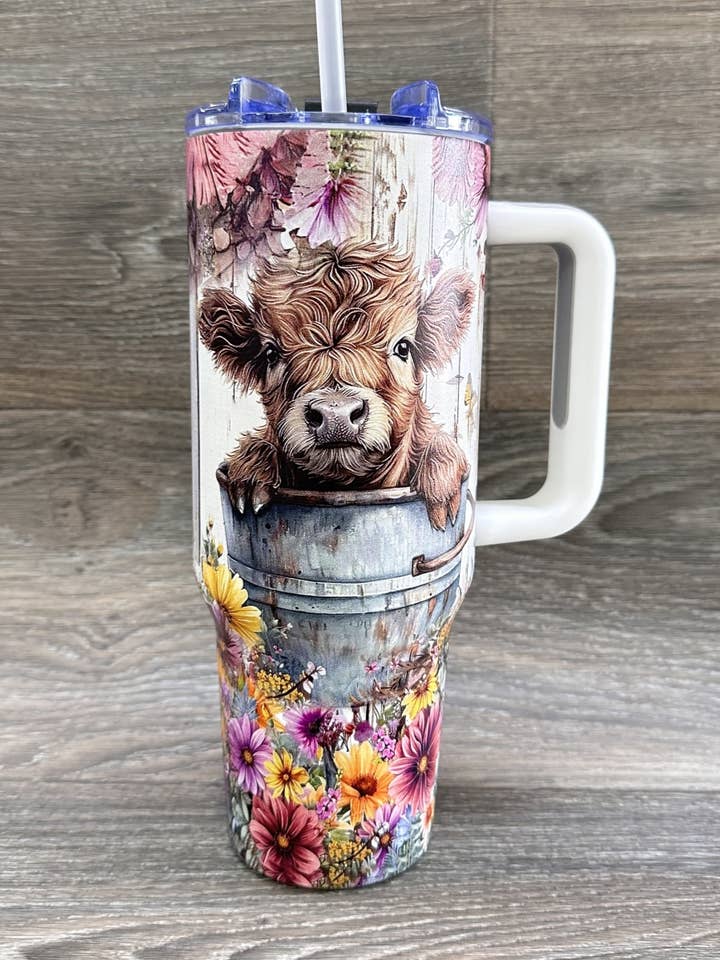 HIGHLAND COW STAINLESS STEEL TUMBLERS CUP 40oz for wholesale by DESHENG ENTERPRISE