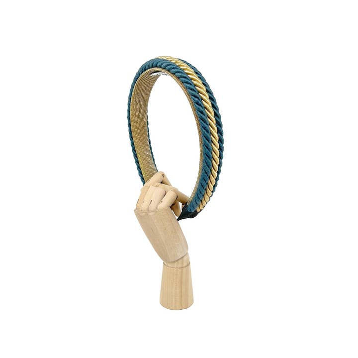 Tétè Accessories - Wholesale Fashion Headband - Women's - Simple gold and avion blue three-strand cord headband1