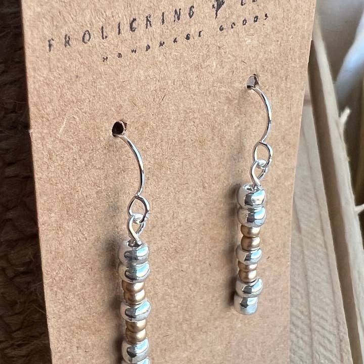 Frolicking Leaves - Wholesale Dangle Earrings - Silver & Gold Beaded Earrings 1