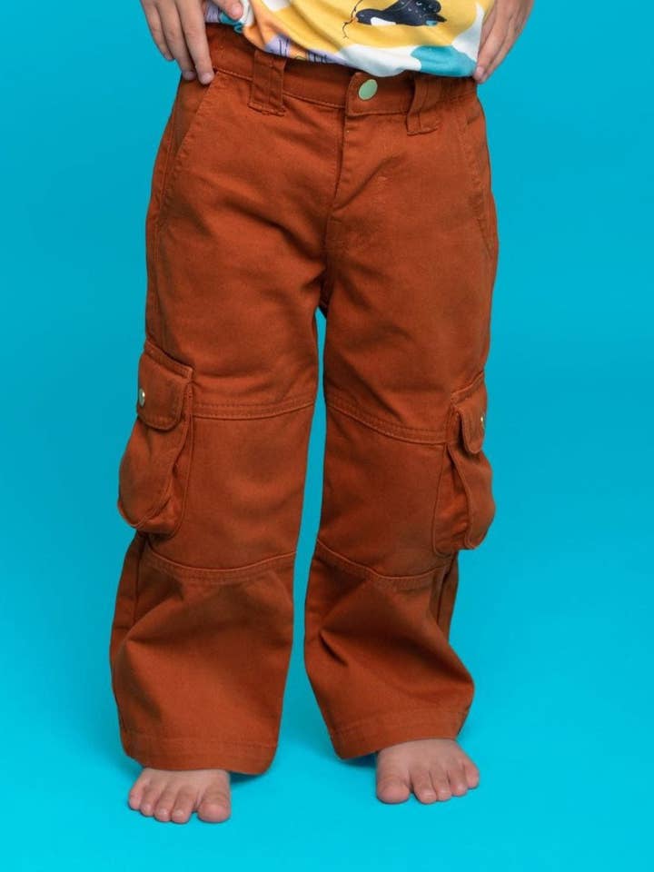 Pantalon Cargo Enfant Marron| Taille Réglable & Poches pour la vente par Rapozza