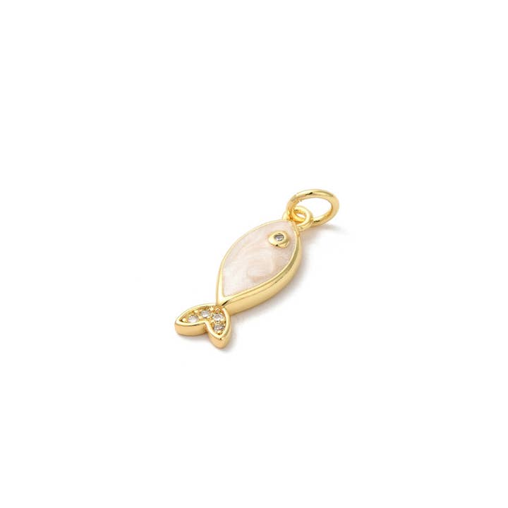 The Charm Bar Company - Wholesale Individual Charm/Pendant - *Gold Pearlescent Fish Charm