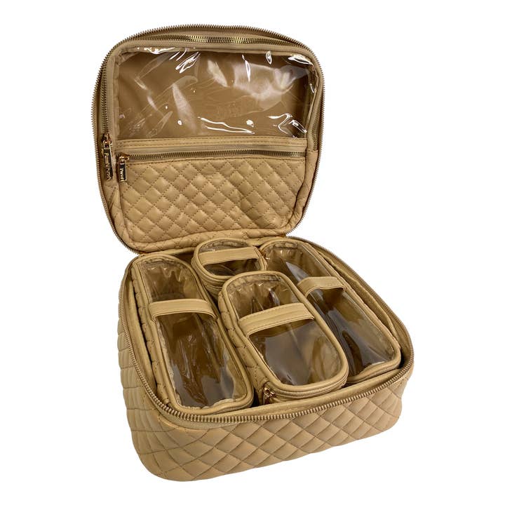 PurseN (new) - Wholesale Makeup/Cosmetic Bag - Mini Diva Makeup Case - Nude Quilted