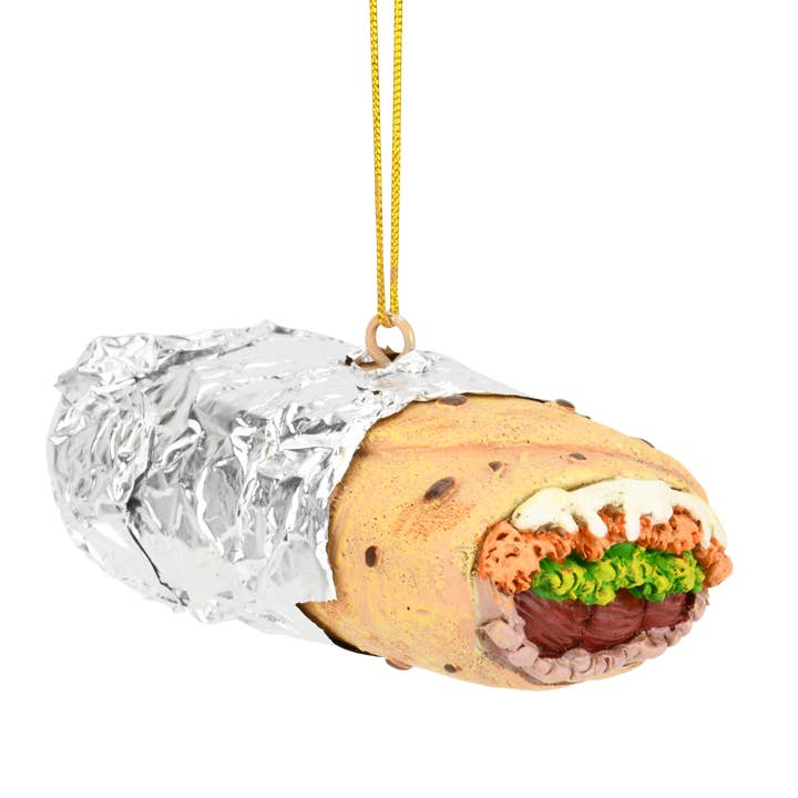 Burrito Wrapped in Tin Foil Food Christmas Ornament for wholesale by Tree Buddees