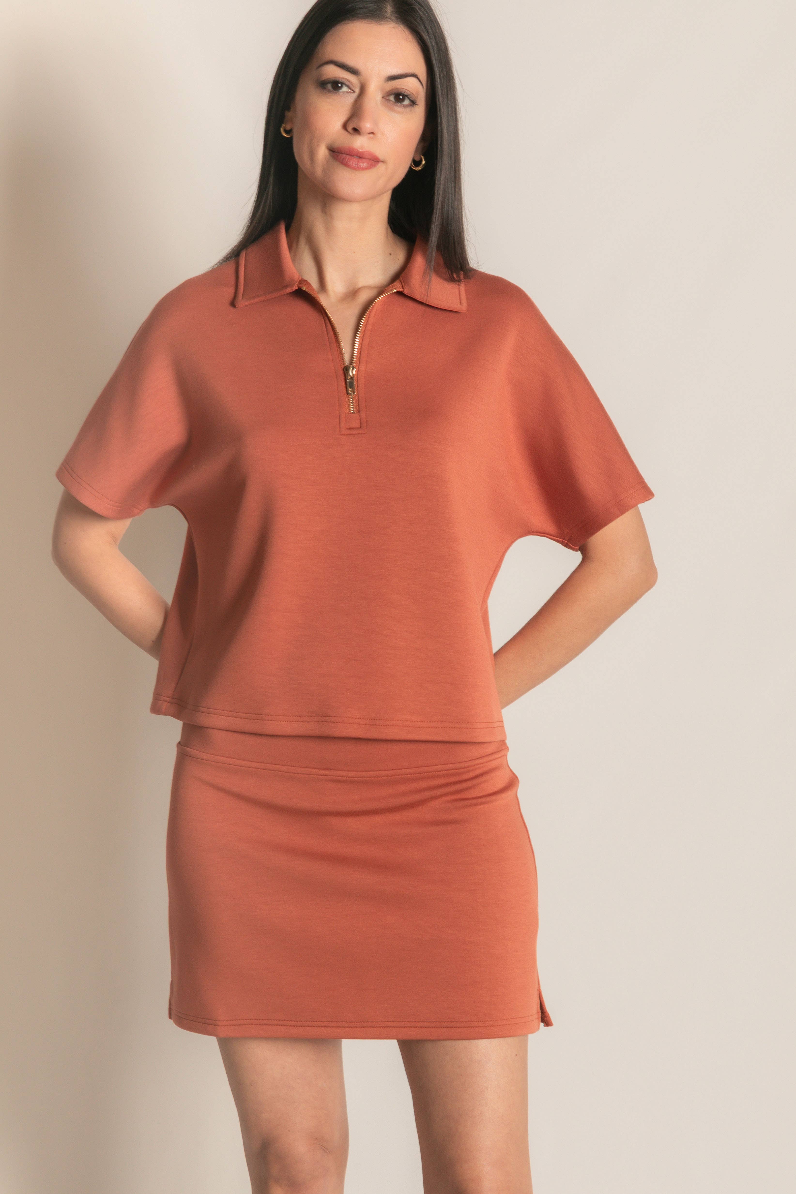 P. CILL - Wholesale Knit Top - Women's - P. CILL Butter Modal Short Sleeve Quarter Zip Top70