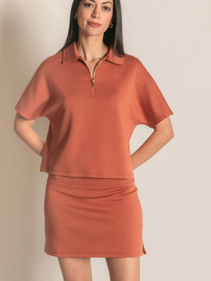 P. CILL - Wholesale Knit Top - Women's - P. CILL Butter Modal Short Sleeve Quarter Zip Top70