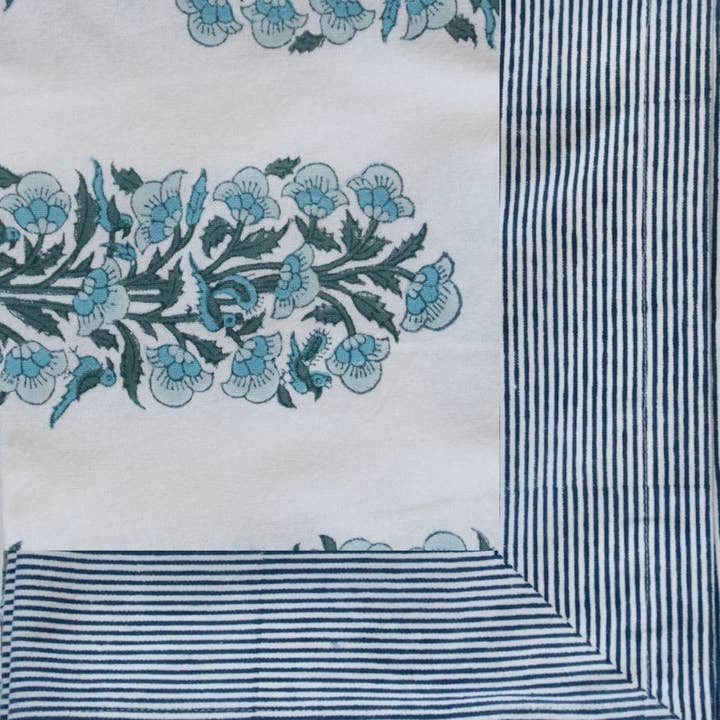 Rozablue - Venta al por mayor Manteles - Mantel XL con estampado artesanal Nightingale azul 160 x 340 cm1