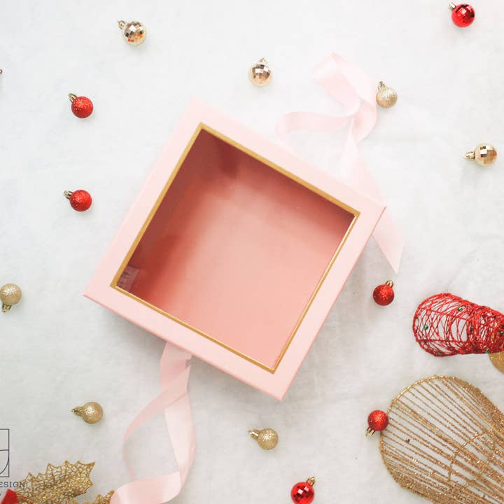 Elegant Design Supply - Wholesale Gift box - Square Gift Box with Clear Lid and Ribbon - Various Colors - For Luxury Flower/ Gift / Chocolate Strawberry Arrangements18