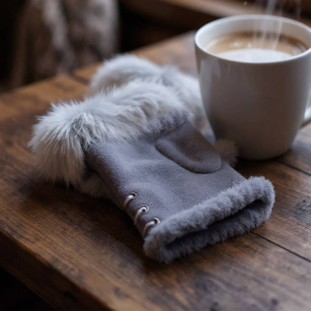 Sensibling Corp. - Wholesale Handschoenen - Dames - Tweegekleurde Vachtomrande Vingerloze Handschoenen7