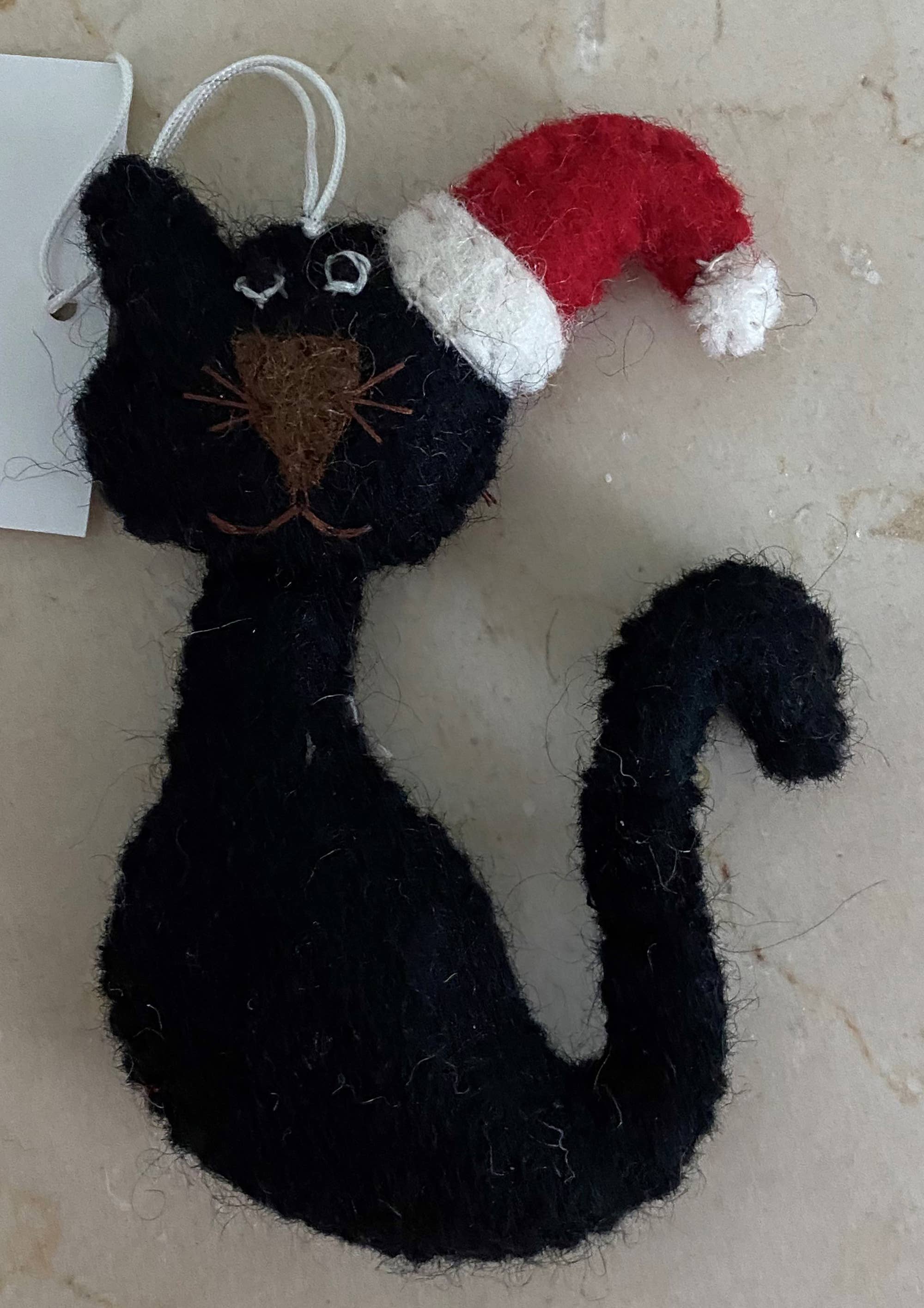 cerruti home – wholesale Ornament – Felted Wool "Christmas Cat" ornament, available in 5 Colors10
