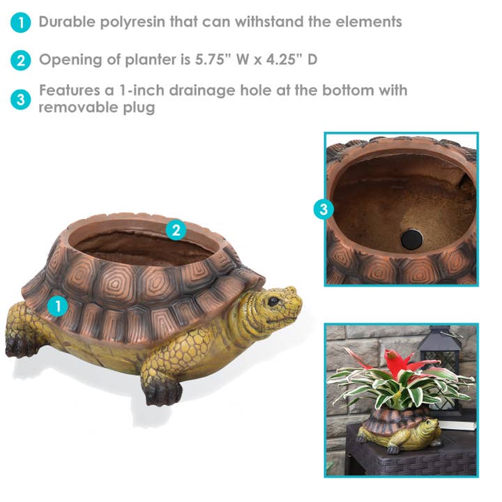 Sunnydaze Decor - Wholesale Plant Pot - 11 in Teddy the Tortoise Indoor/Outdoor Garden Planter
