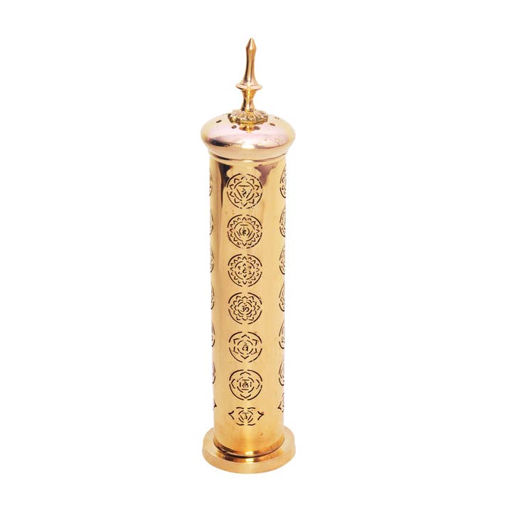 Brass Incense Burner Tower (7 Chakras) for wholesale by Designs by Deekay Inc.