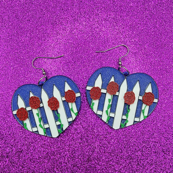 Boucles d'oreilles en velours bleu imprimées en 3D pour la vente par Printy Vibes