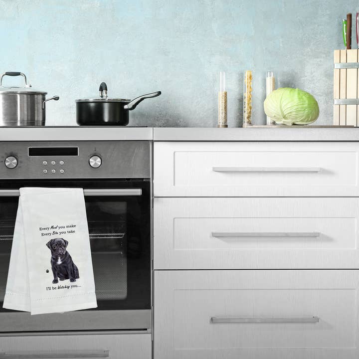 E&S Pets – wholesale Kökshandduk – Svart mops kökshandduk3