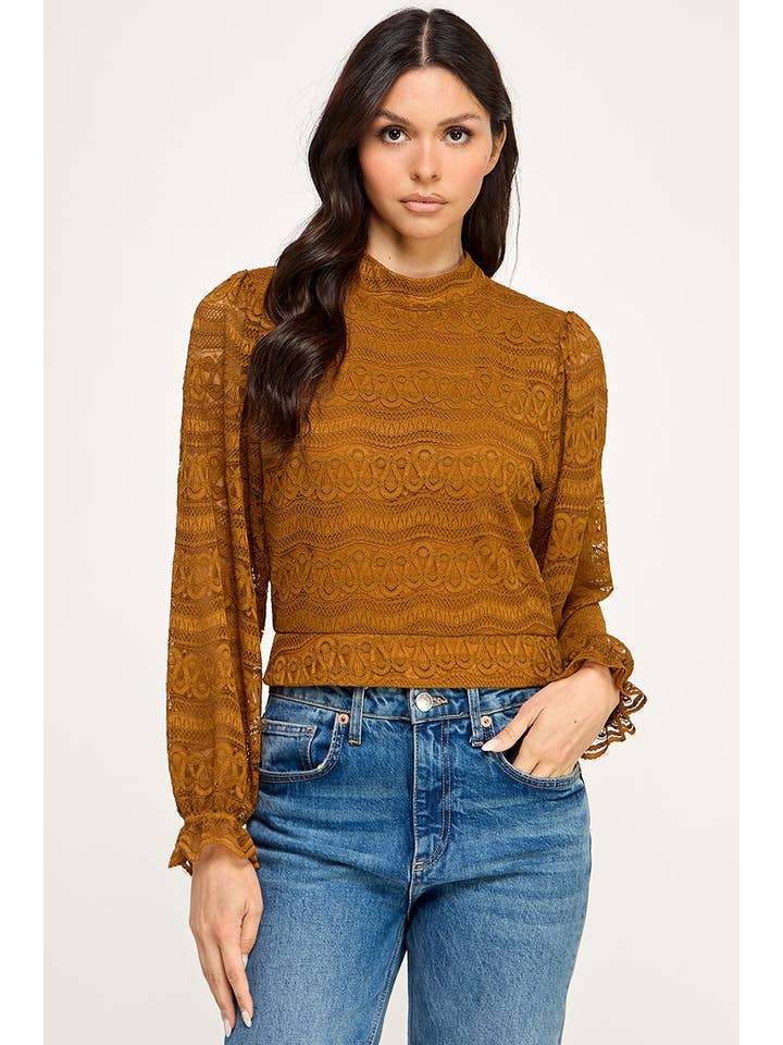 Vanilla Monkey - Wholesale Knit Top - Women's - Long Sleeve Lace Top