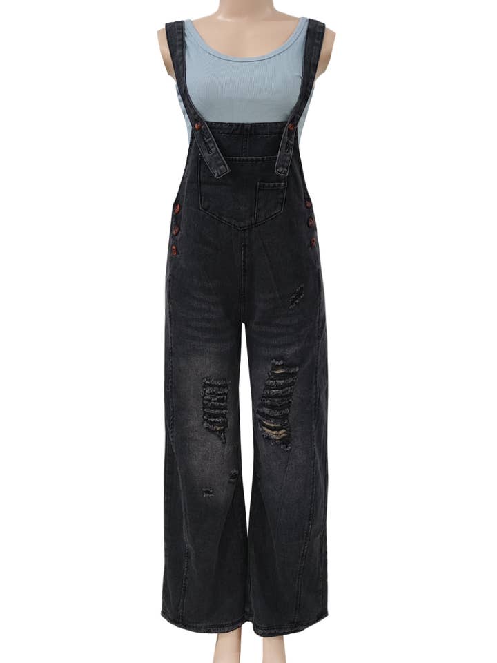 Rosa Clothing - Wholesale Overalls - Women's - southern Country distressed washed denim overall