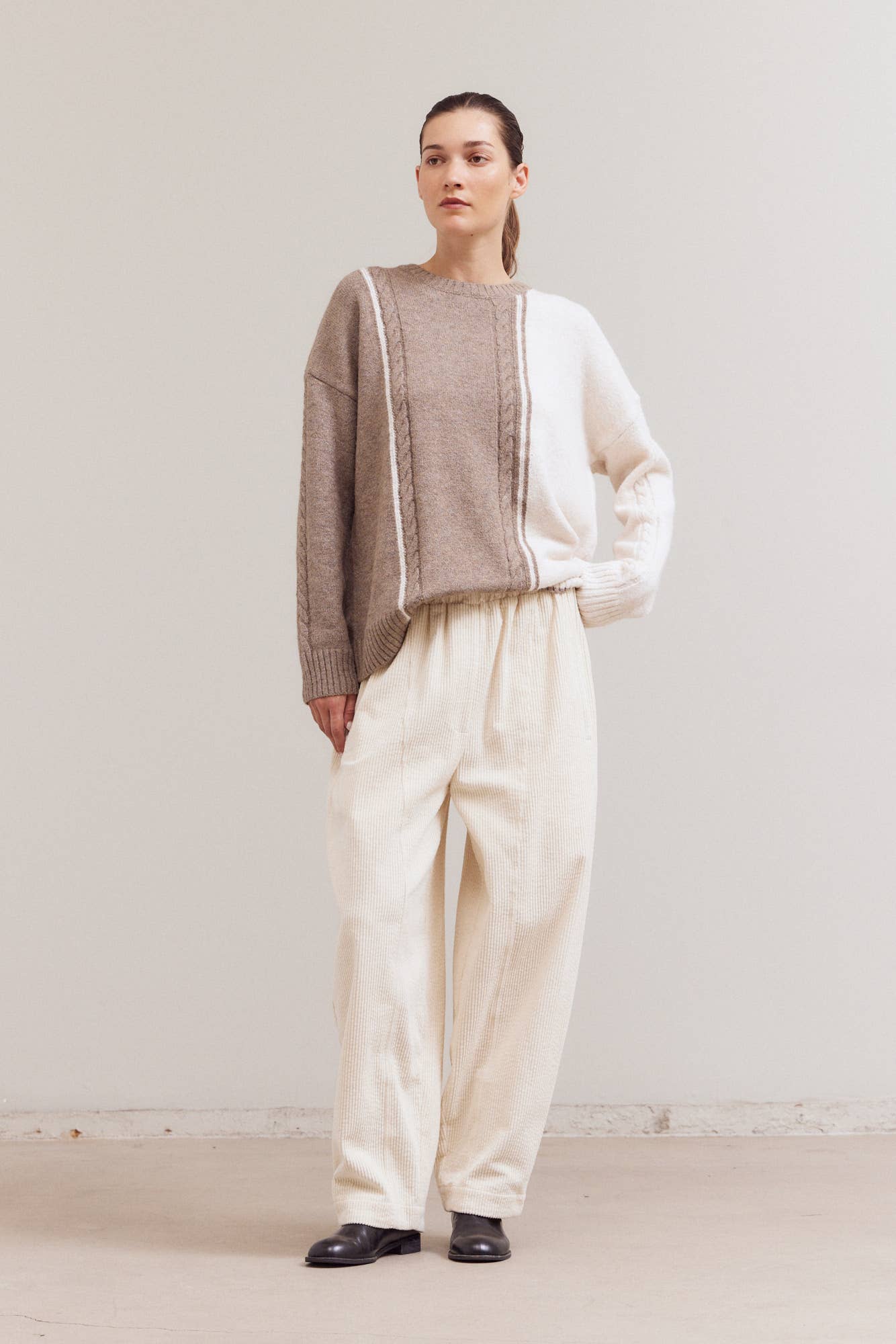 Grade & Gather - Wholesale Knit Sweater - Women's - 41758 - CABLE CONTRAST SWEATER8