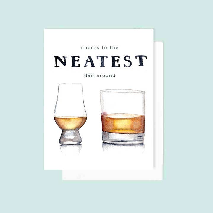 Cheers to the Neatest Dad Around Fathers Day Card for wholesale by Grace Langdon Art