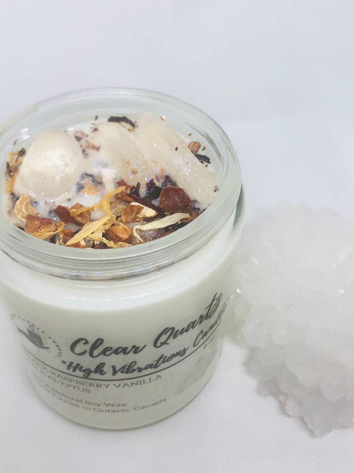 Vela de cuarzo transparente de alta vibración, vela de cuarzo, soja para venta al por mayor de 6ix Wicks Candle & Crystal