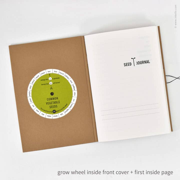 Inkello Letterpress - Wholesale Journal/Diary - Brown Kraft Seed Journal with Grow Wheel (#618)3