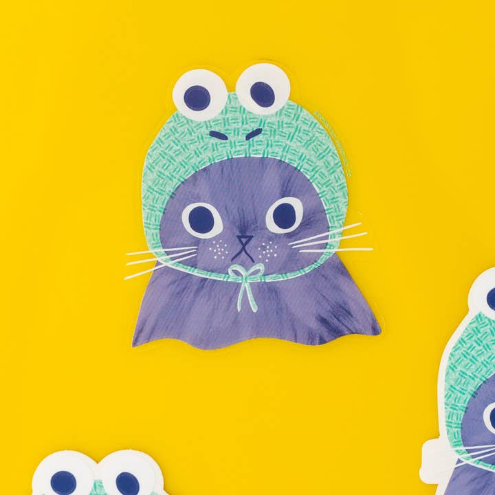 Adesivo trasparente Frog Hat Cat per la vendita all'ingrosso da parte di Bromstad Printing Co.