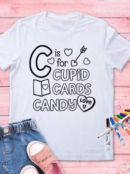 Color Me Valentine's Tee - C is voor Cupido, kaarten, snoep voor wholesale door Envy Her Dreams