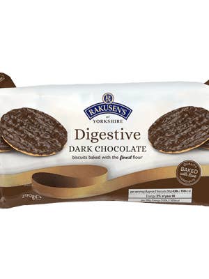 Dark Chocolate Digestive Biscuit for wholesale by Rakusen's