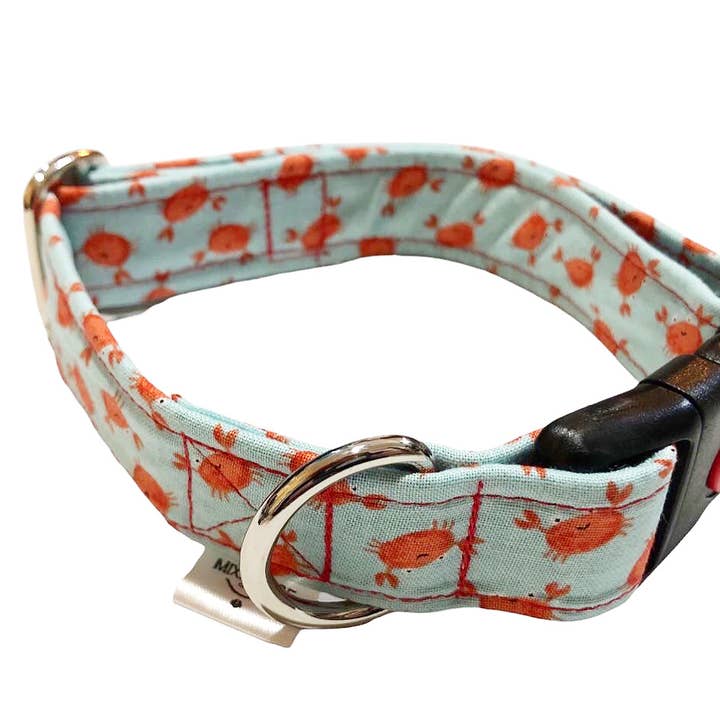Small crab fabric dog collar for wholesale by Mixnature Collars