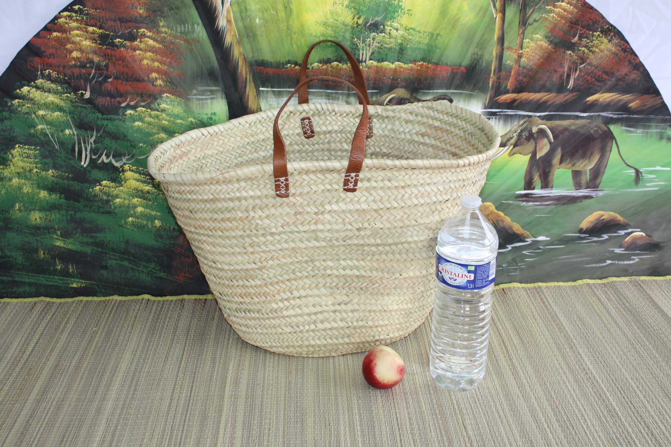 Boutique Huléti - Wholesale Grocery/shopping bag - Moroccan shopping baskets - MEDIUM + LARGE + XXL - Straw basket bag Tote bags markets shopping beach natural palm tree7