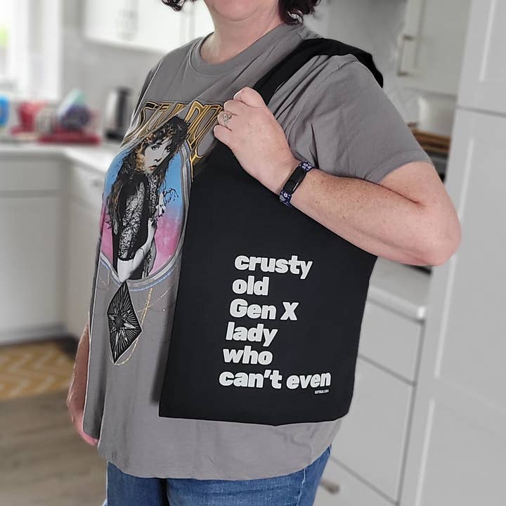 GetBullish - Wholesale Tote Bag - Women's - Crusty Old Gen X Lady Who Can't Even Slouchy Canvas Tote