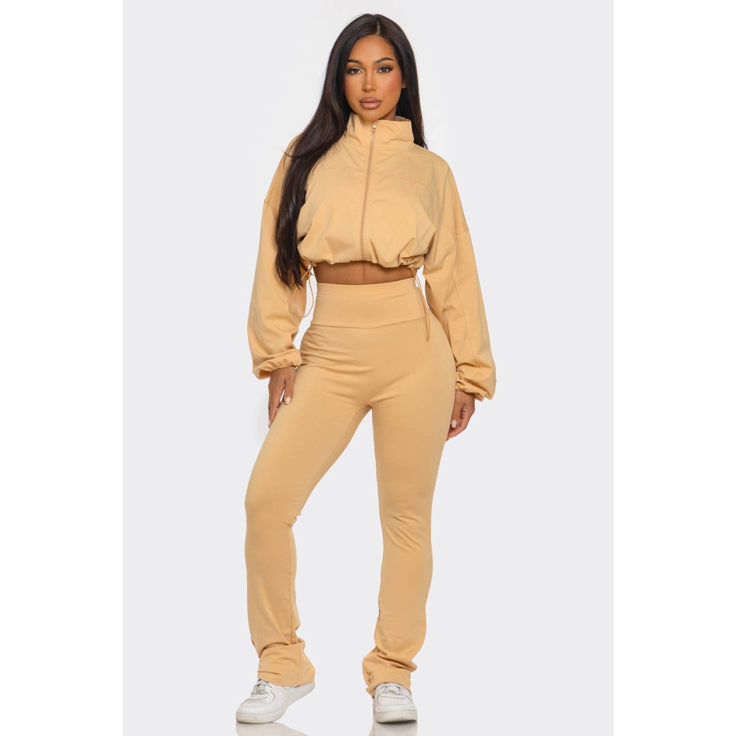 ITSSY - Wholesale Lounge Set - Women's - Cropped Zip Up and High Waist Jogger Set6