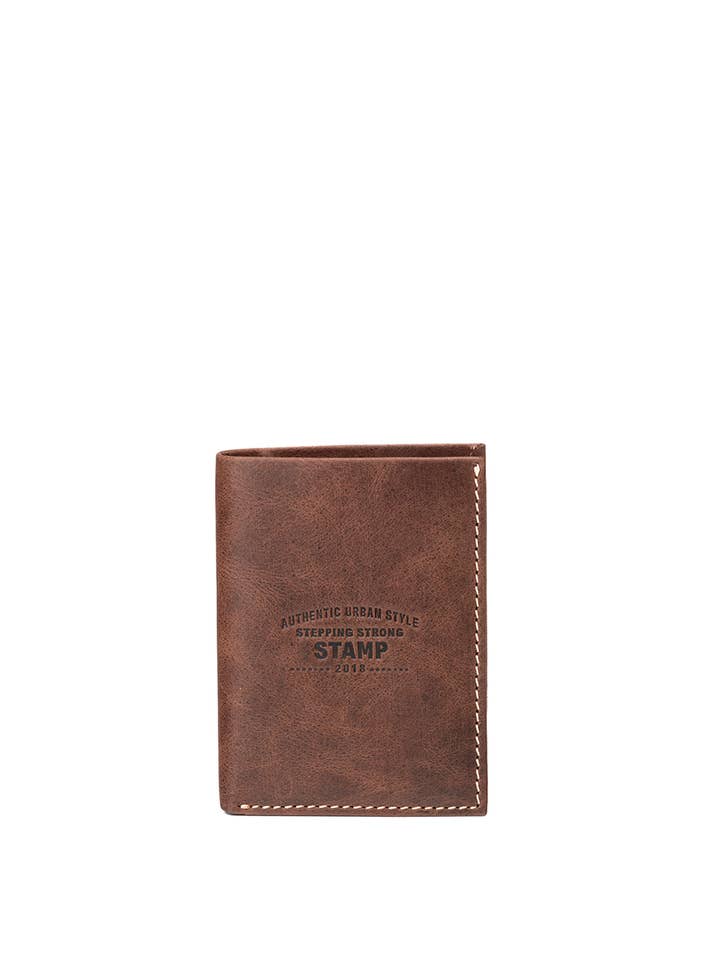 Men's wallet in brown cowhide leather West Stamp for wholesale by Stamp