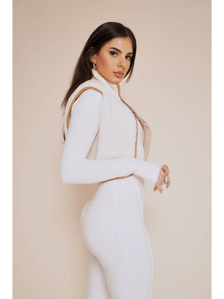 No Vacancy - Wholesale Outerwear Vest - Women's - Boucle cropped high neck vest9