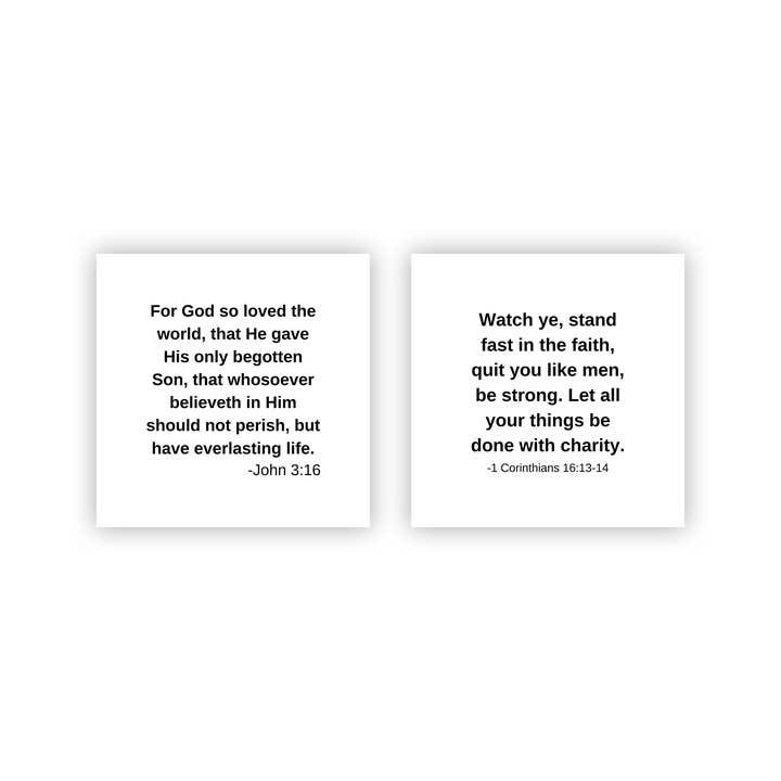 Carlson Homestead Quilting - Wholesale Fabric - KJV Bible Verse Precut Quilt Squares – Set of 26 | Fabric Charm Pack on White Cotton8