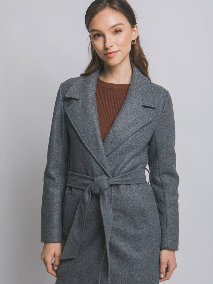 Belted Wrap Coat for wholesale by Pink Irene Wholesale