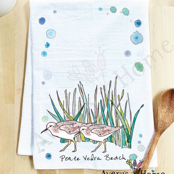 Avery's Home - Wholesale Tea Towel - Sandpipers with Beach Grass Bird Customizable Tea Towel10