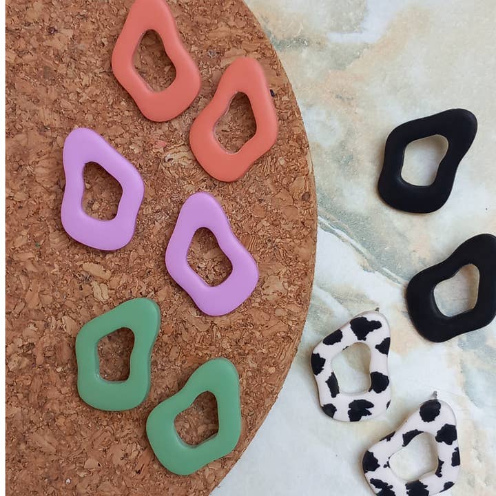 Polymer clay wiggle shape statement stud earrings for wholesale by House of Hetty