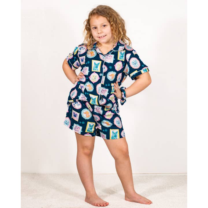 Ensemble de pyjama short pour fille Royal Pups Royal/Multicolore -Assort. pour la vente par The Royal Standard