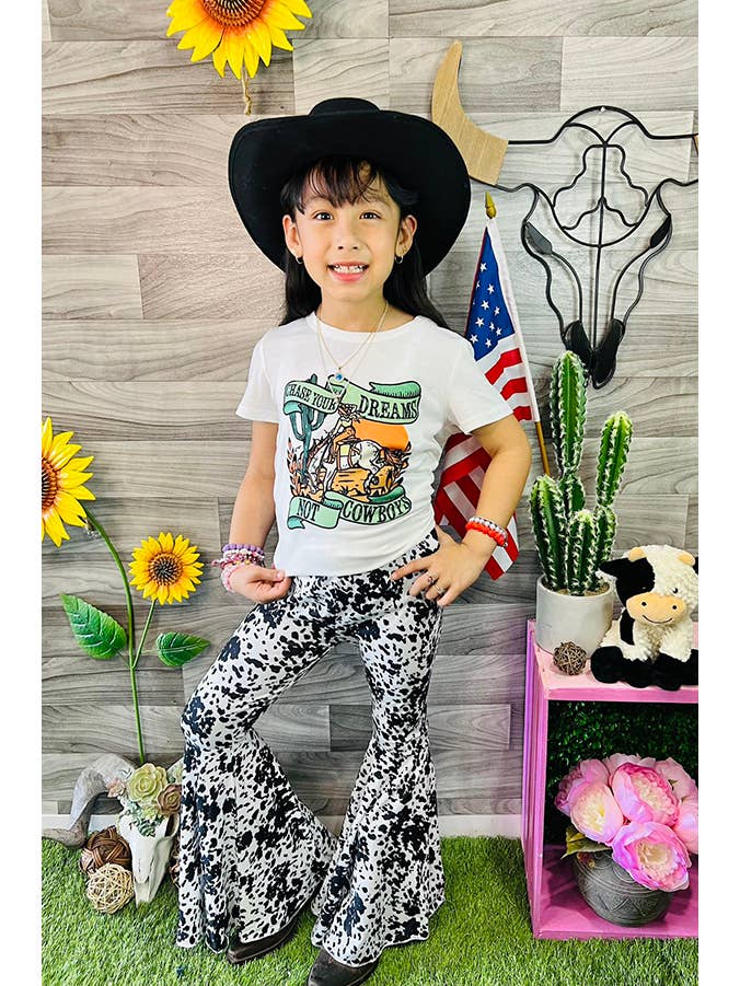 luluclothes - Wholesale Top & Pant Set - Kids - CHASE YOUR DREAMS NOT COWBOY printed girls set XCH0333-21H3
