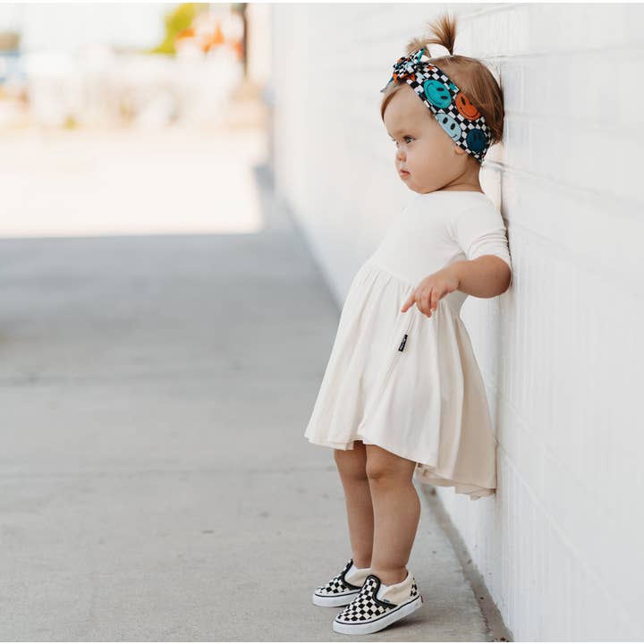 millie + roo - Wholesale Dress - Kids - MID SLEEVE BAMBOO DRESS- Natural